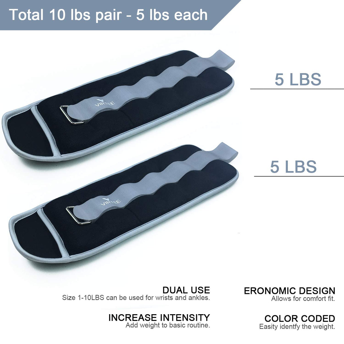 Ankle Wrist Weights Set with Adjustable Strap U4782