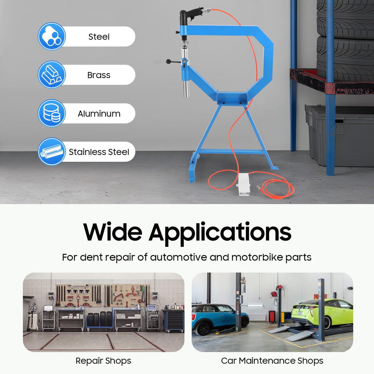 Pneumatic Planishing Hammer Metal Shaping Machine with Anvil & Foot Pedal H3808
