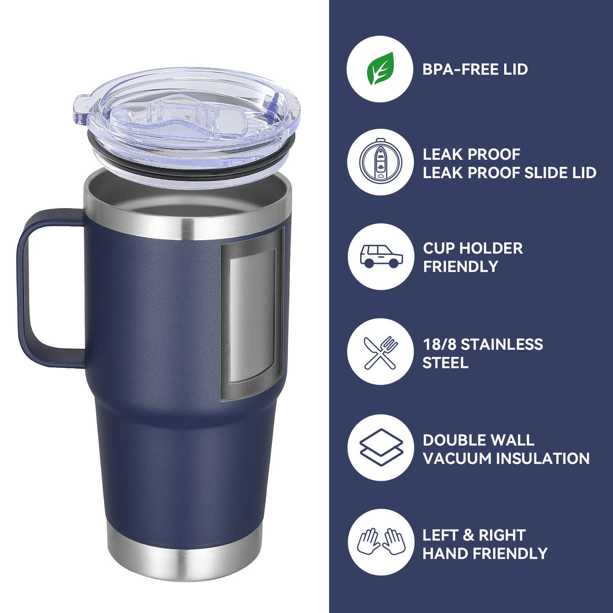 20 oz Stainless Steel Insulated Tumbler with Handle Lid and Straw X648