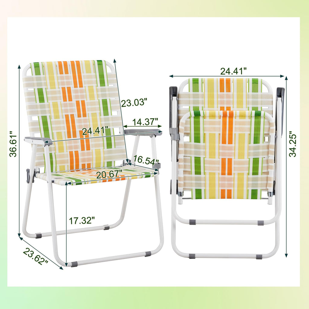 Yellow & Green Folding Lawn Chairs Set of 2 L198