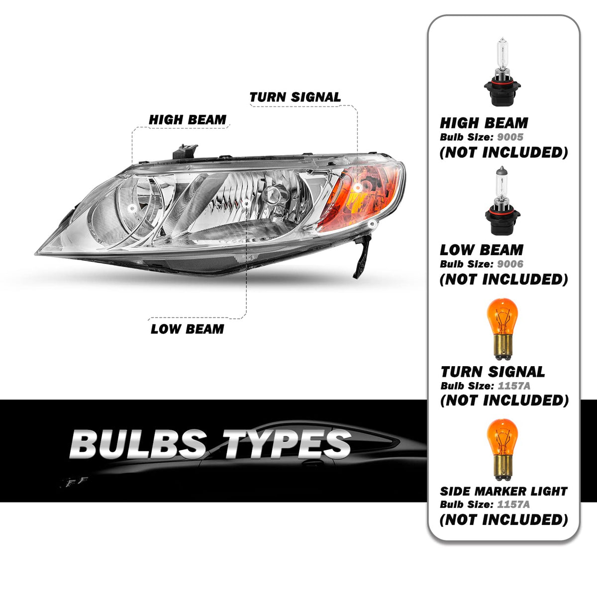 Honda Civic Sedan 4 Door Headlight Assembly T11801