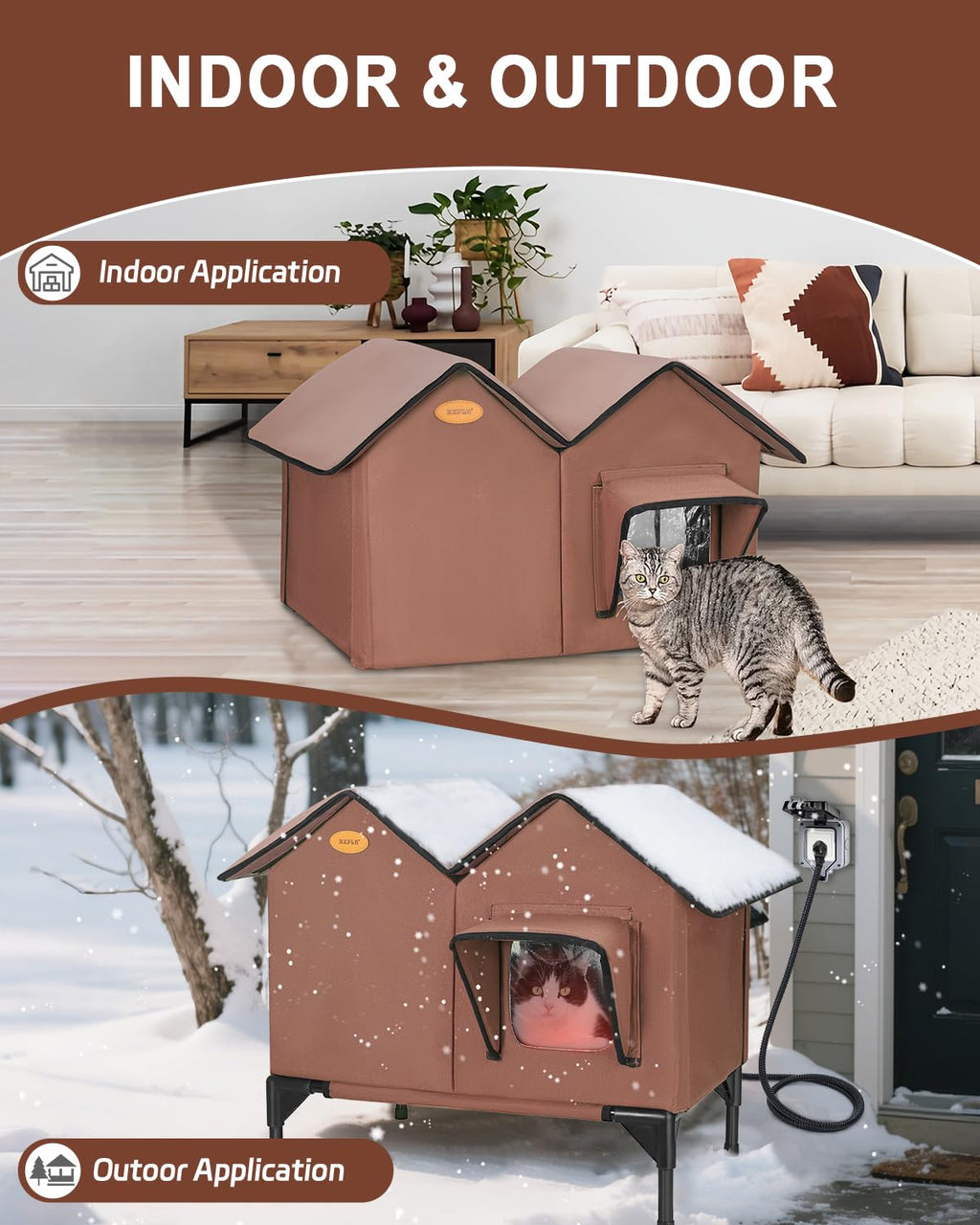 Large Insulated Heated Outdoor Cat House C402