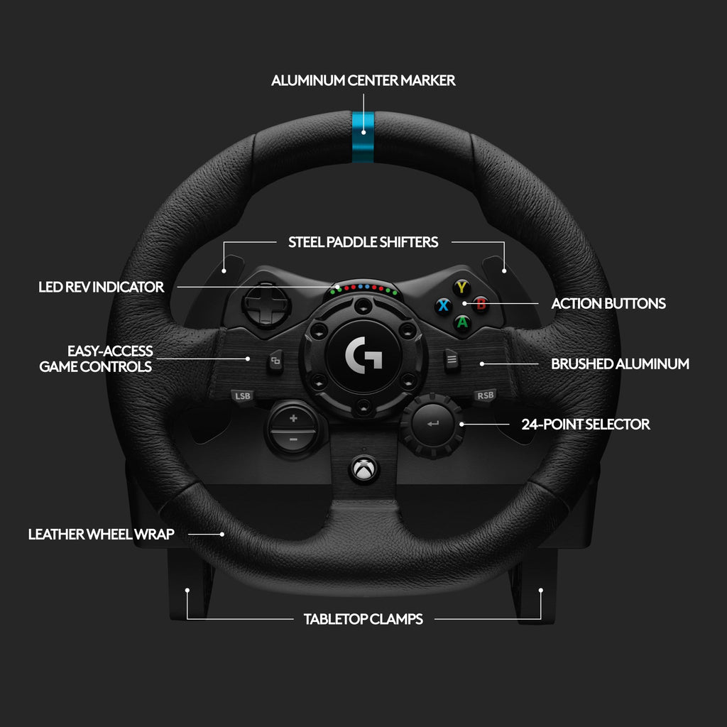 Racing Wheel and Pedals with Force Feedback and Leather Wheel Cover N544