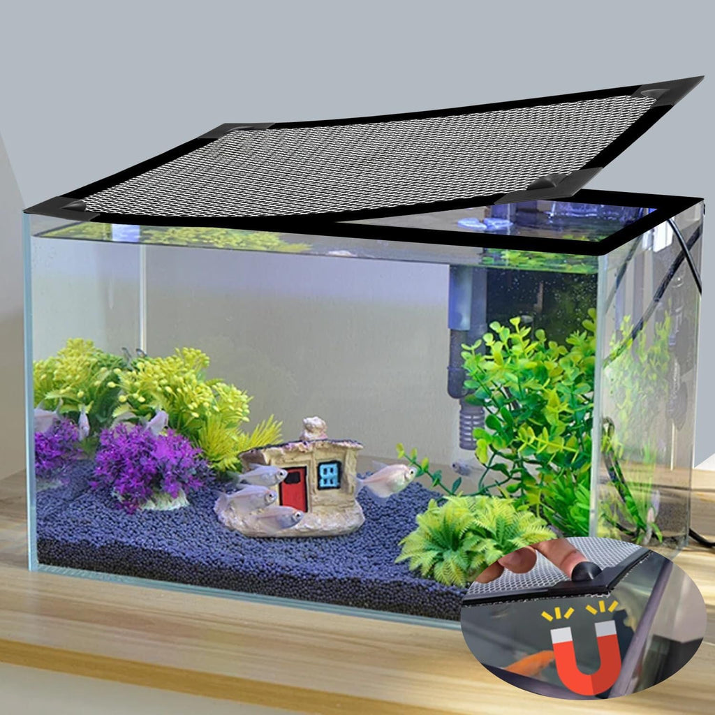 Magnetic Aquarium Cover Lid Anti-Jumping Net Adjustable Max 35''X19'' X119779