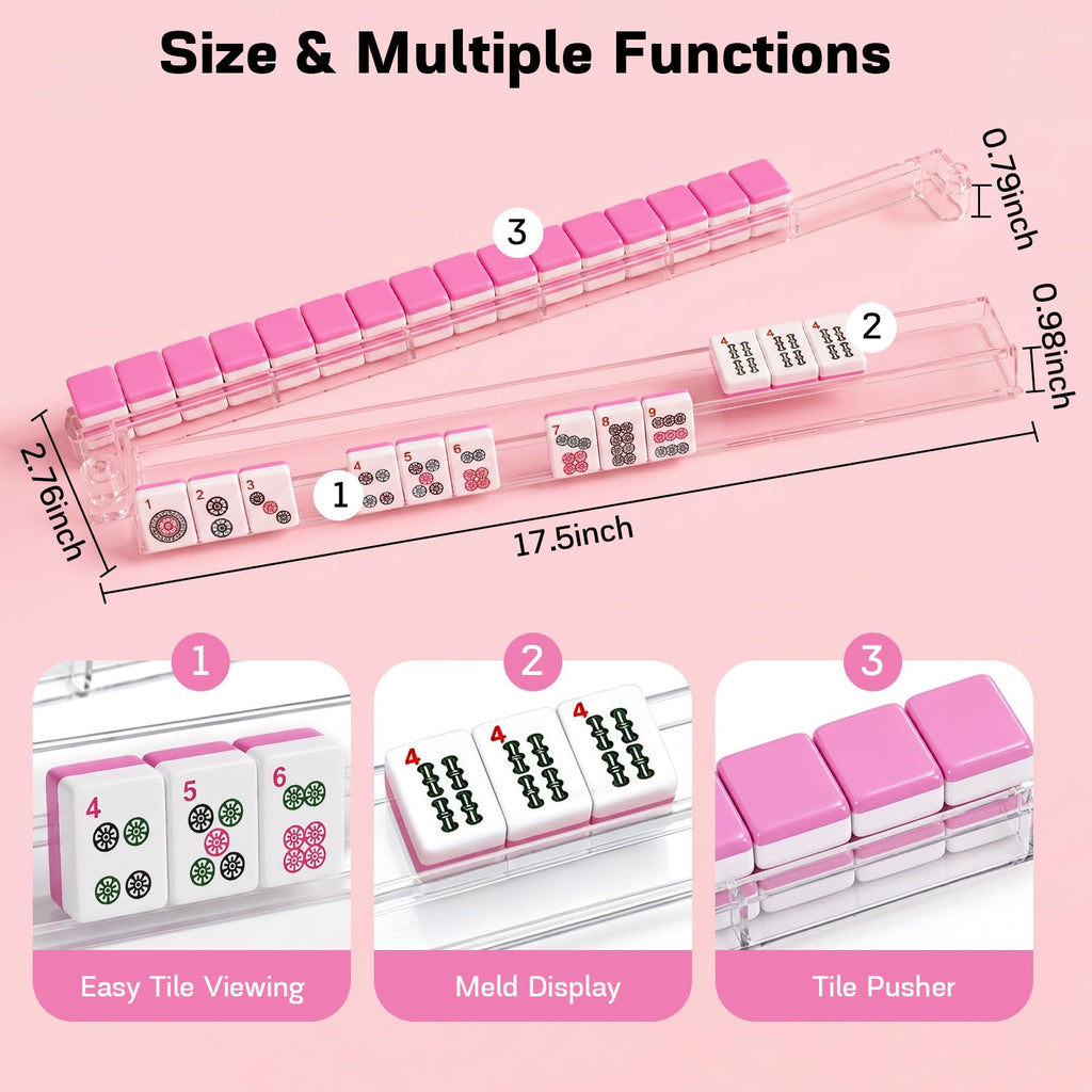 Clear Acrylic Mahjong Racks with Pushers Set of 4 W8485