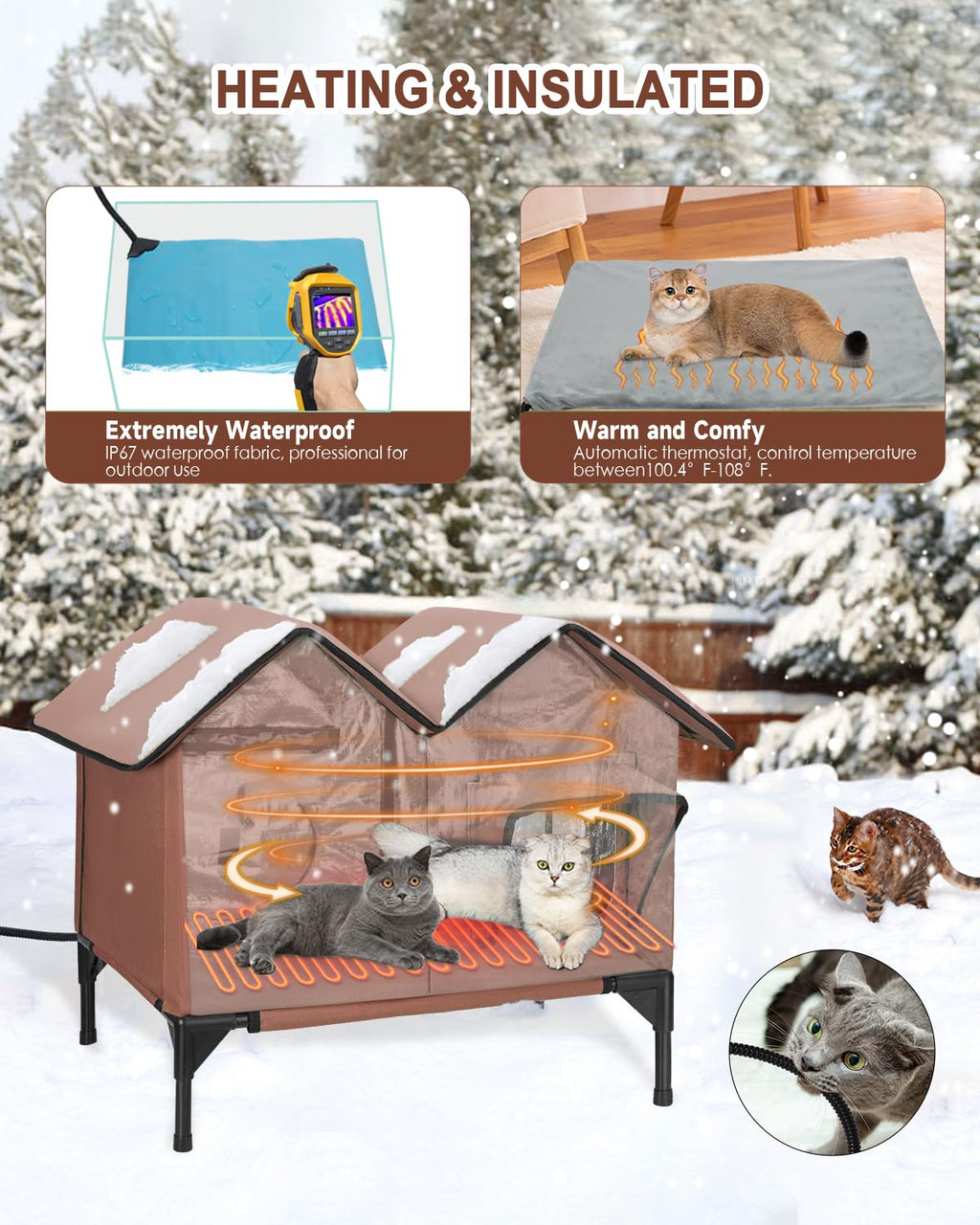 Large Insulated Heated Outdoor Cat House C402