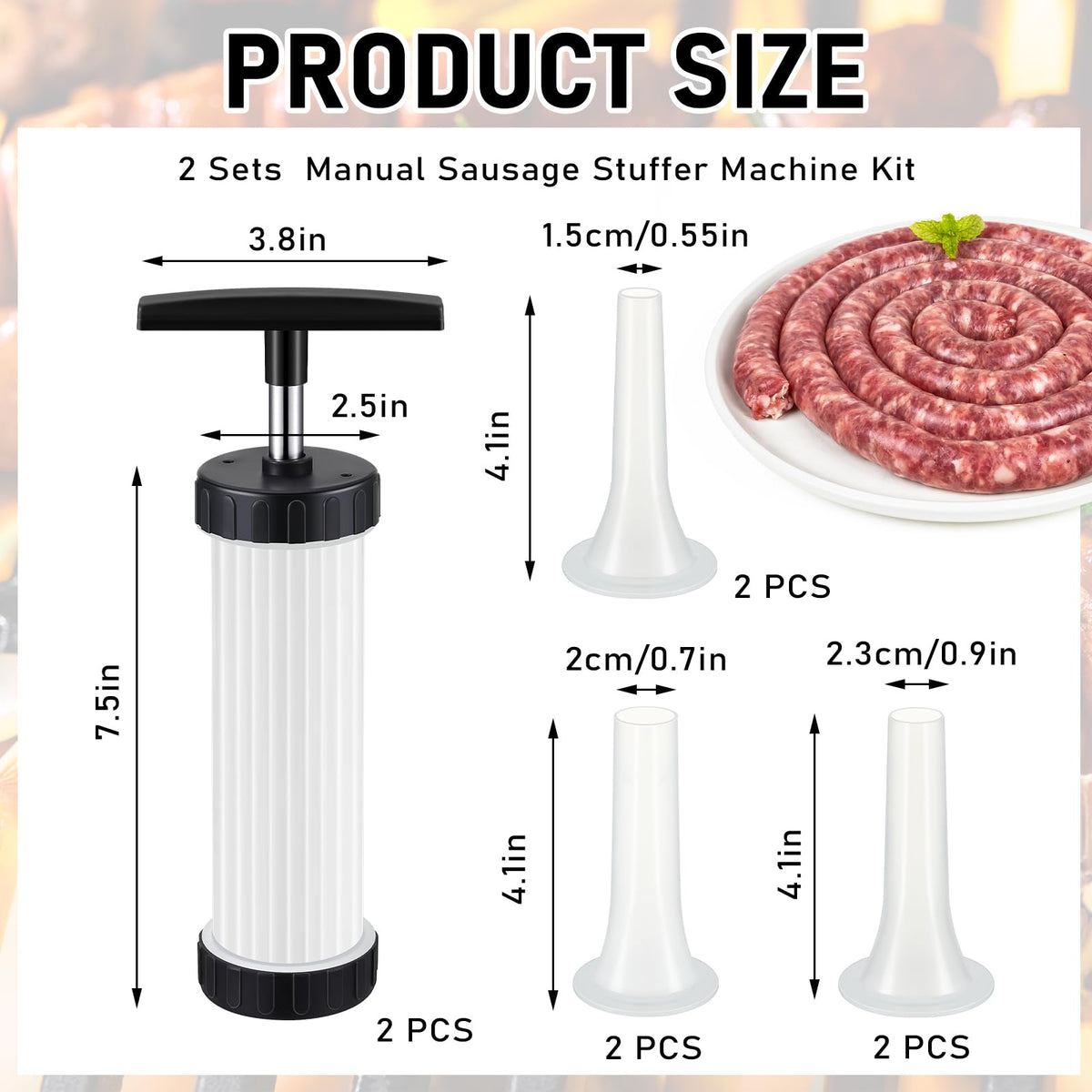 2 Pack Manual Sausage Stuffer Kit with 6 Stuffing Tubes K12974