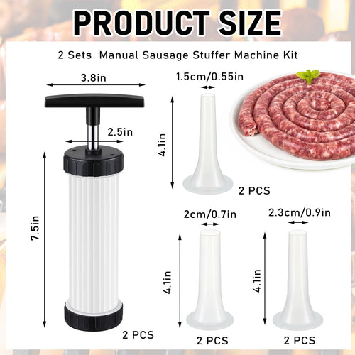 2 Pack Manual Sausage Stuffer Kit with 6 Stuffing Tubes K12974