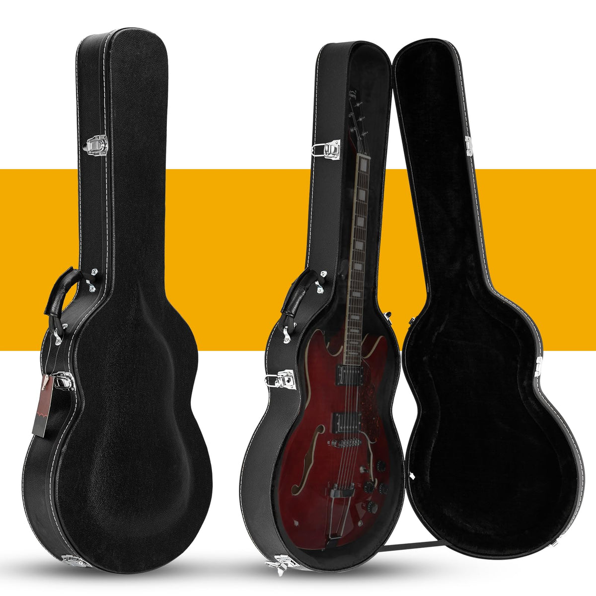 42-Inch Hard Electric Guitar Case with Lock Latch, Black S21956
