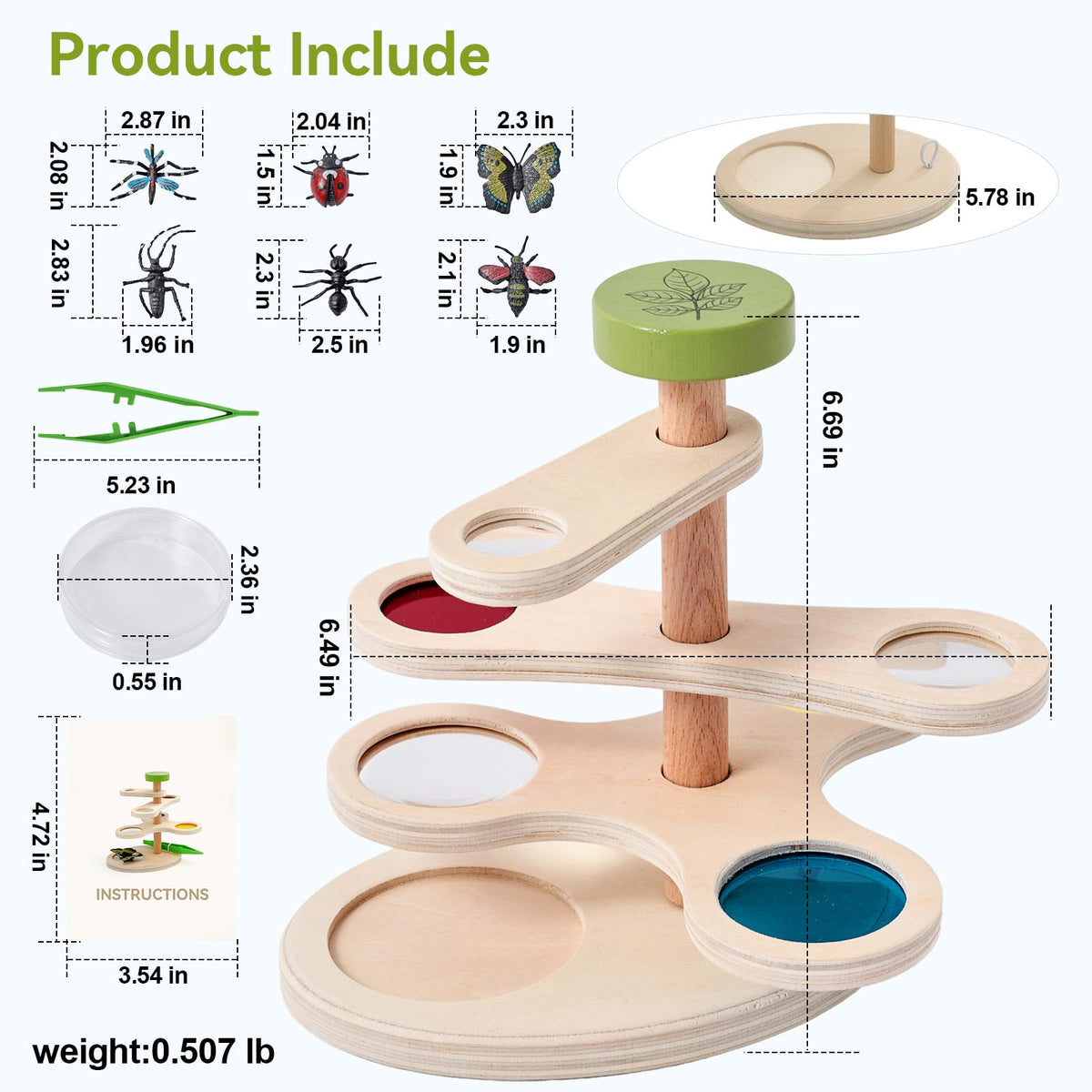 Insect Observation Kit with Tweezers, Petri Dish and 6 Insect Models B642