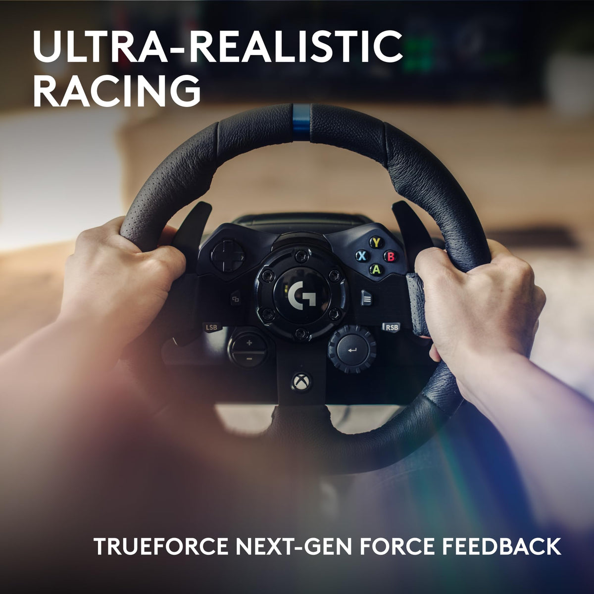 Racing Wheel and Pedals with Force Feedback and Leather Wheel Cover N544