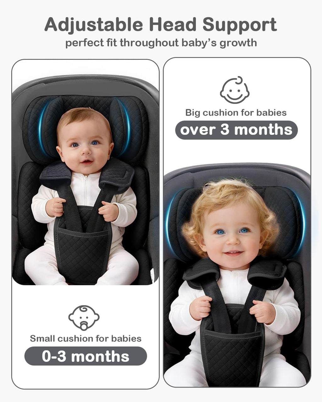 Infant Car Seat Insert with Adjustable Head Support, Black M8124