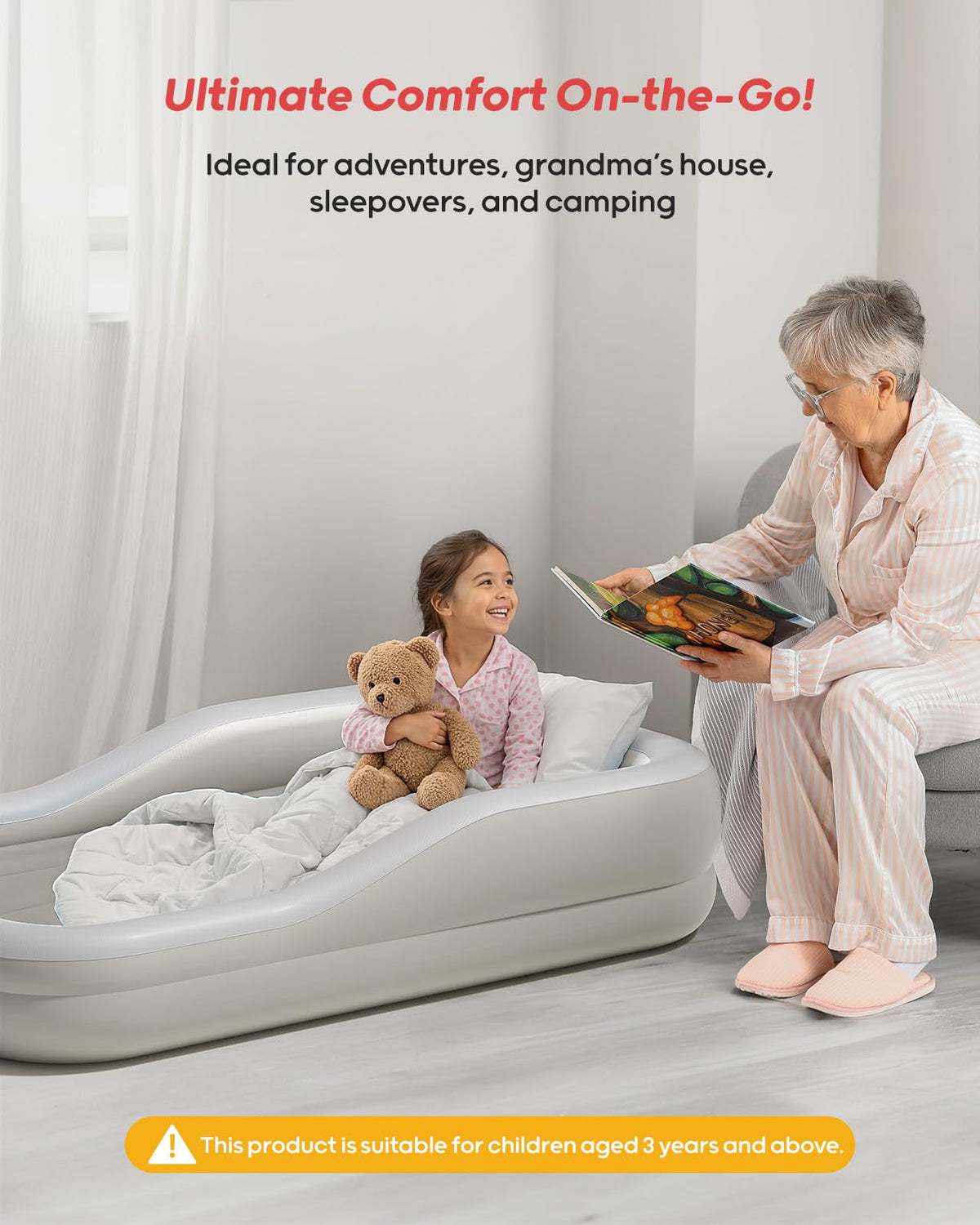 Inflatable Toddler Travel Bed Extra Large Gray S95567