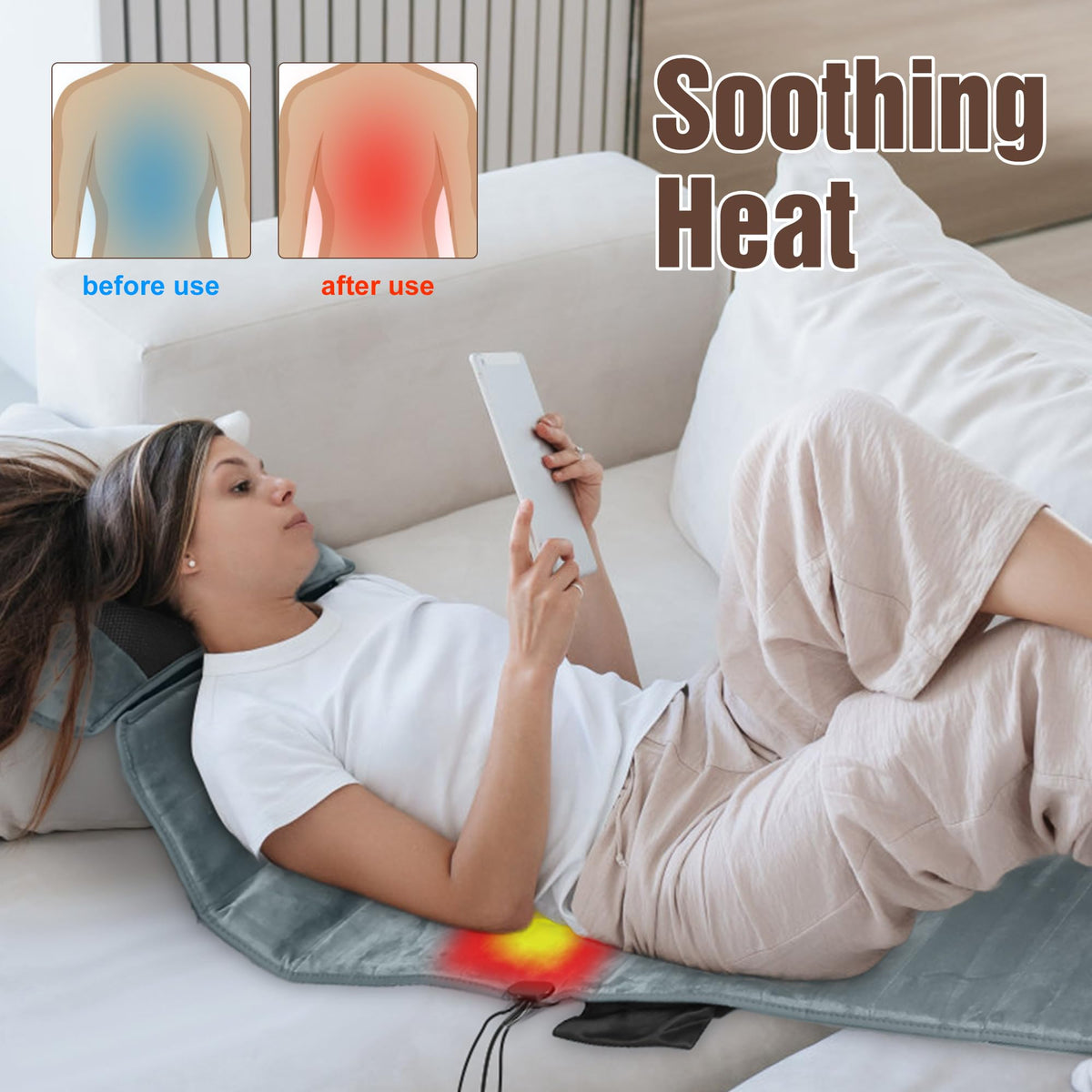 Full Body Massage Mat with Heat, 10 Motors, 9 Modes V32208