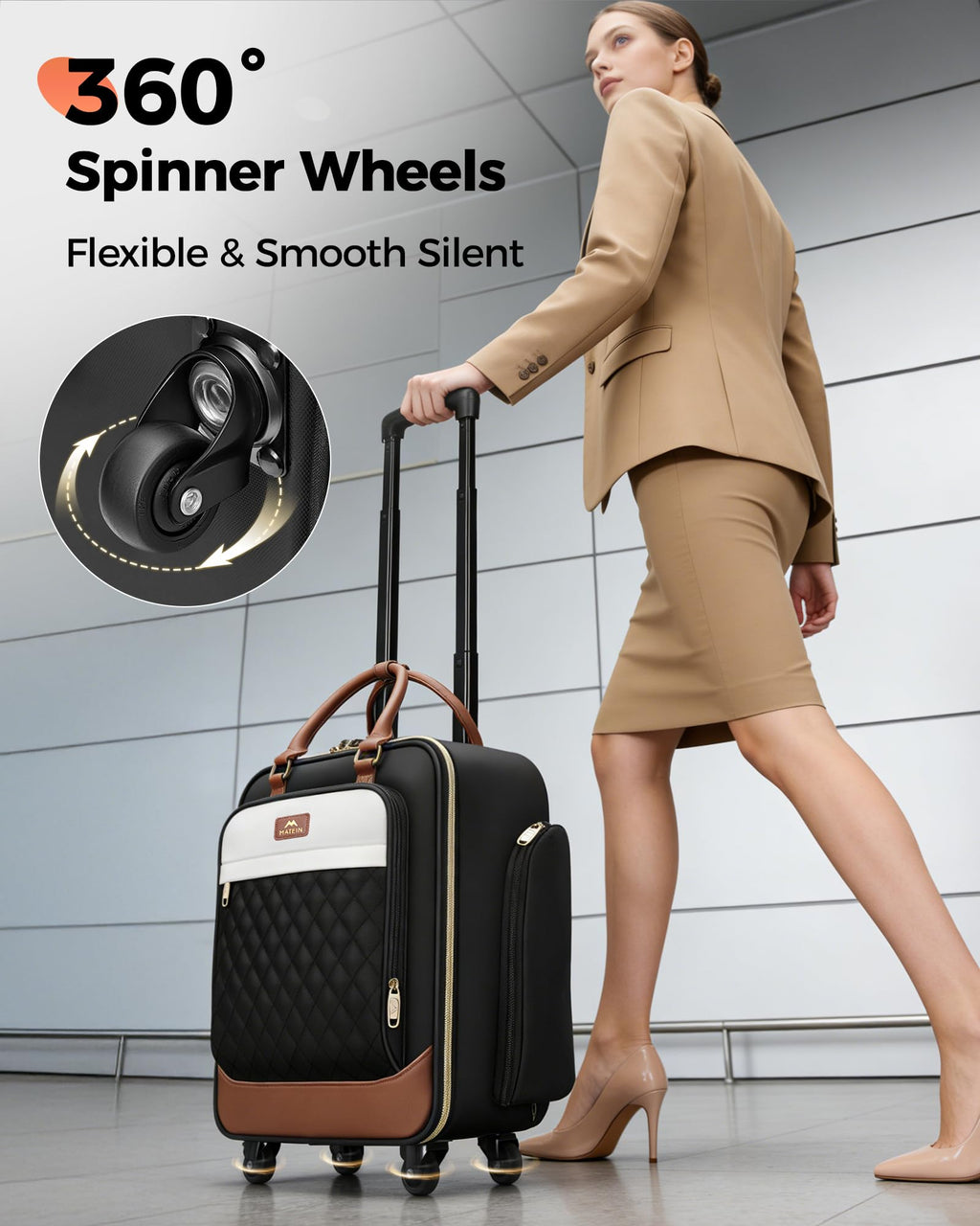 16" Rolling Underseat Carry On Luggage with Wheels X5802