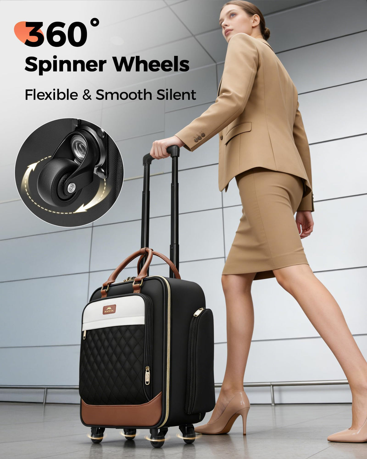 16" Rolling Underseat Carry On Luggage with Wheels X5802