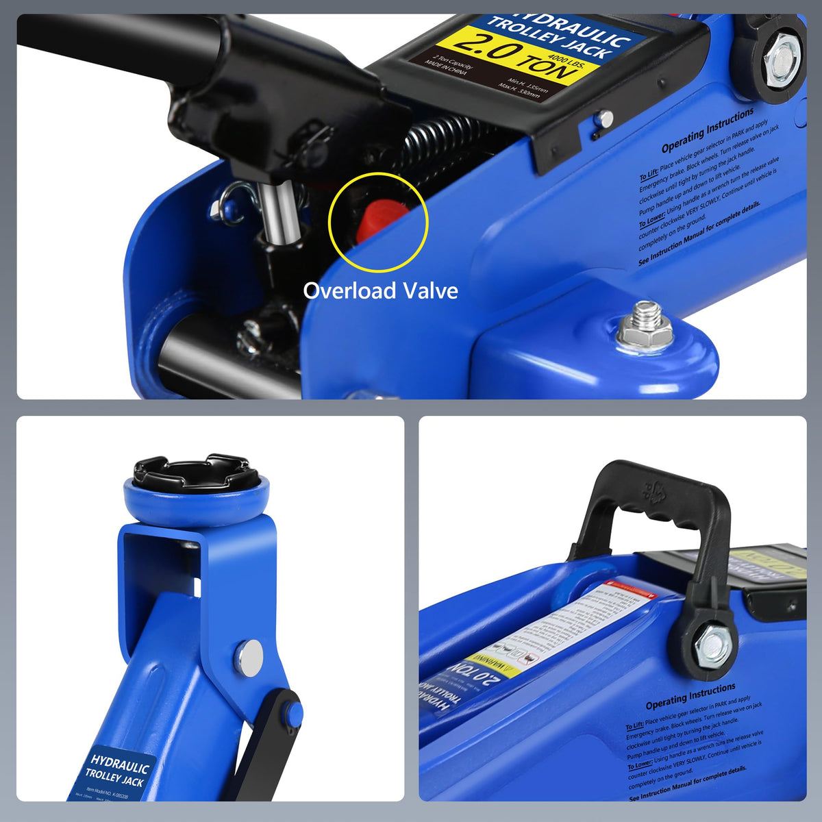 2 Ton Low Profile Floor Jack, 4000 lbs, Blue A1664