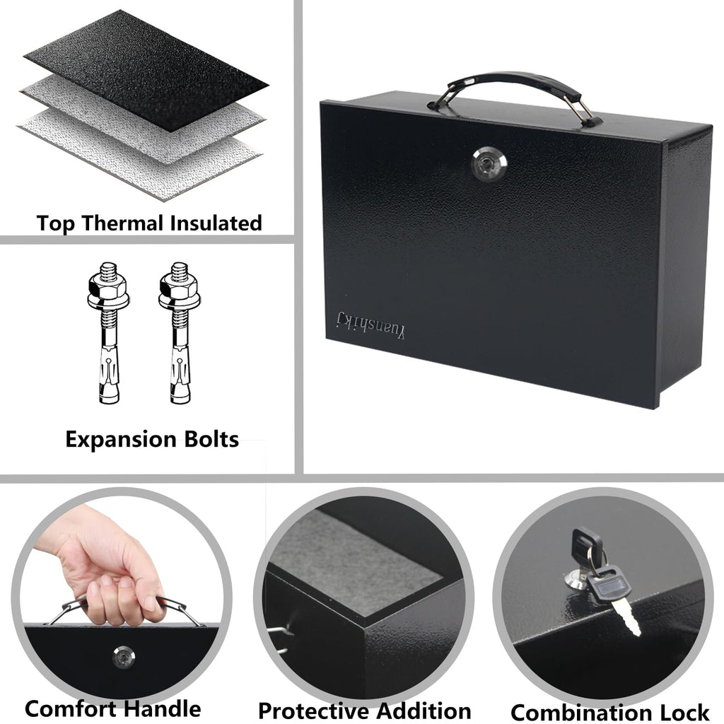Fireproof Key Lock Steel Security Safe Box, 0.38 Cu Ft, Black A234