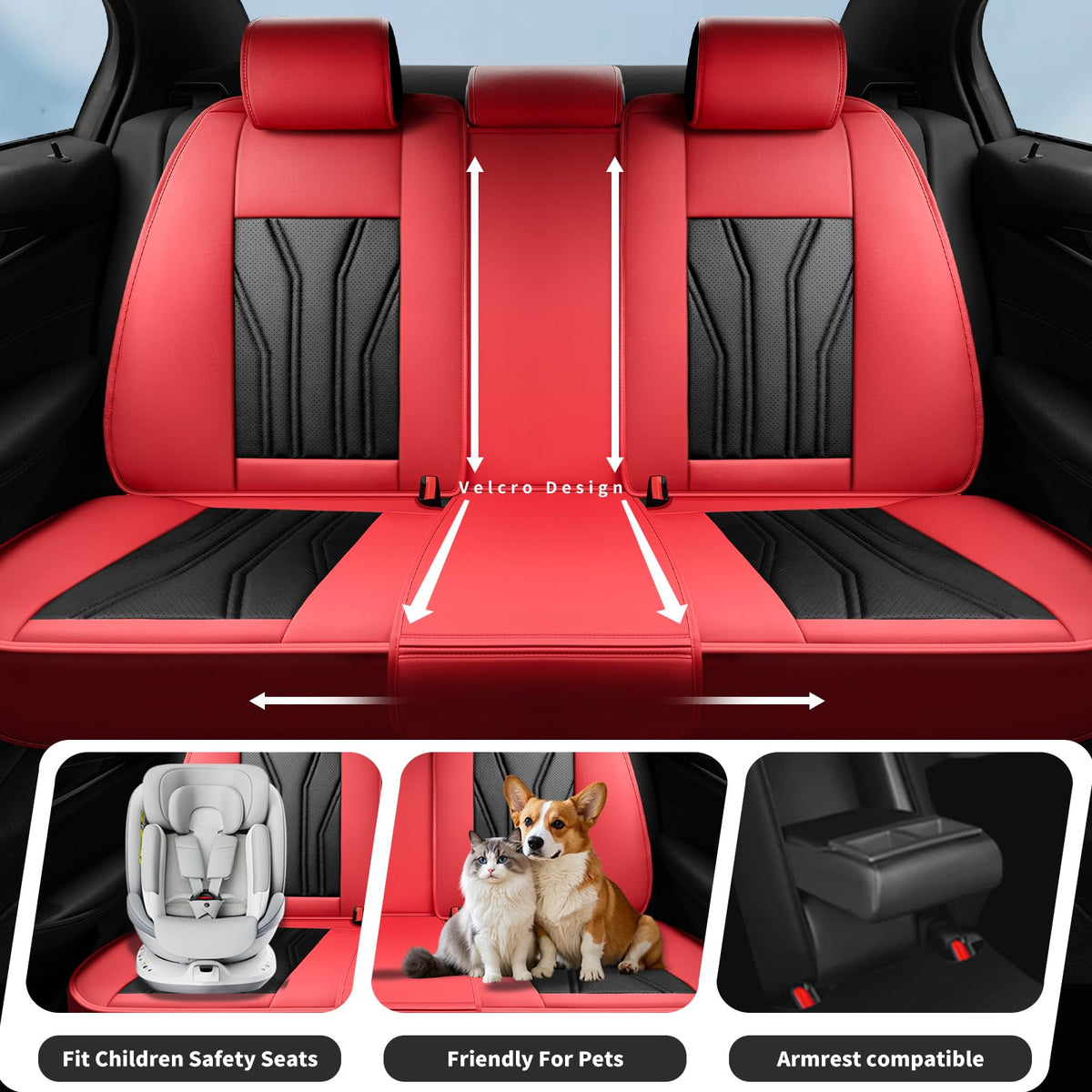 Red & Black Car Seat Covers J885107