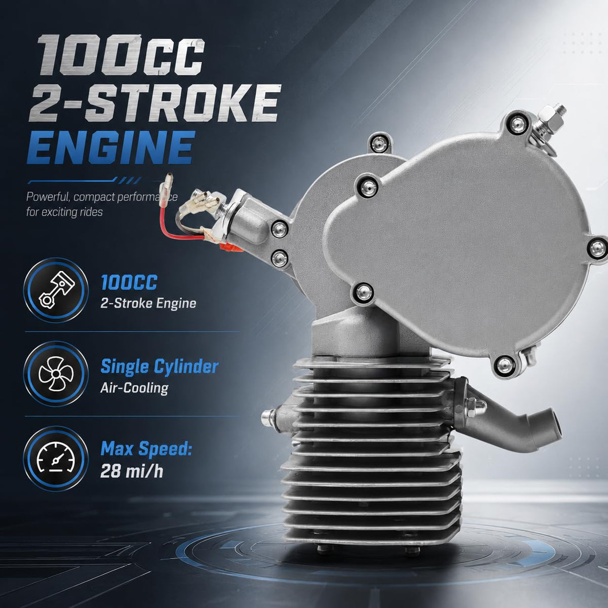 2-Stroke 100cc Gas Bicycle Engine Kit with 44 Tooth Sprocket A418755