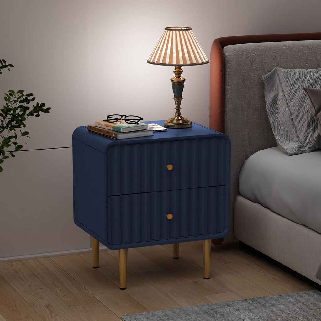 Blue 2 Drawer Wood Nightstand Set of 2 A6711