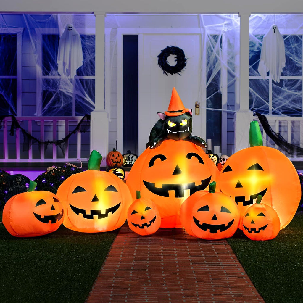 7 FT Long Halloween Inflatables Pumpkin Outdoor Decoration O15476