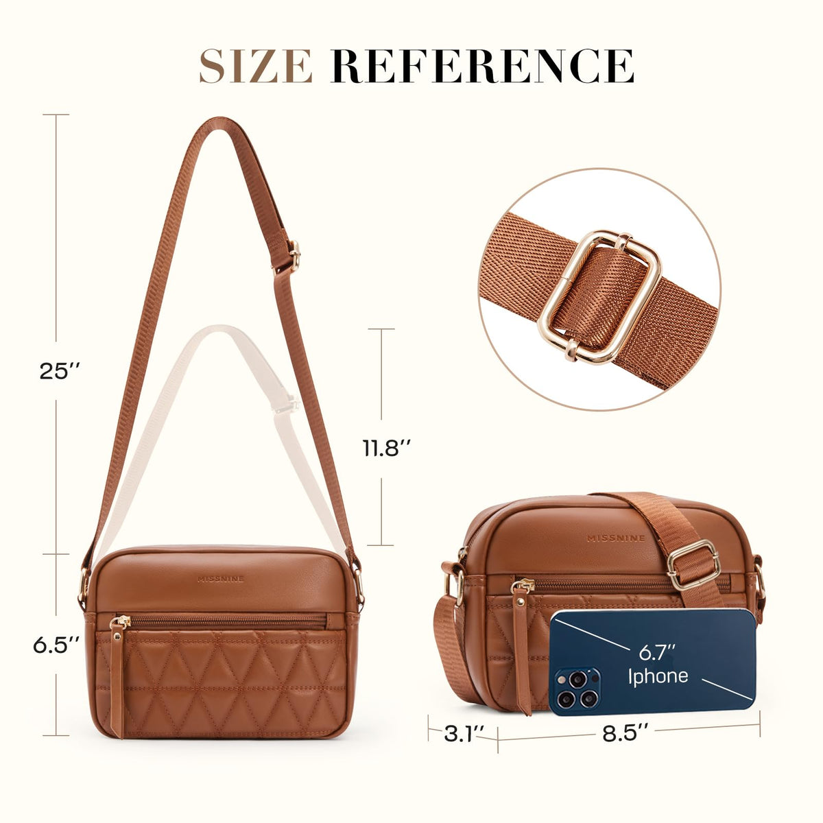 Quilted Crossbody Purse with Adjustable Strap R45298