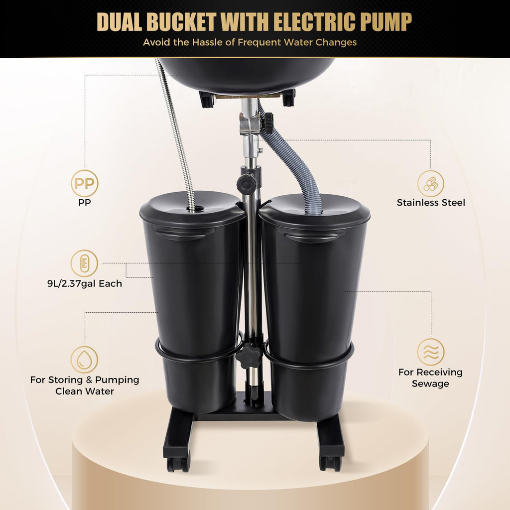 Portable Standing Shampoo Bowl with Drain Hose Y767284