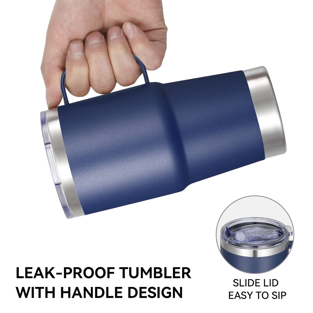 20 oz Stainless Steel Insulated Tumbler with Handle Lid and Straw X648