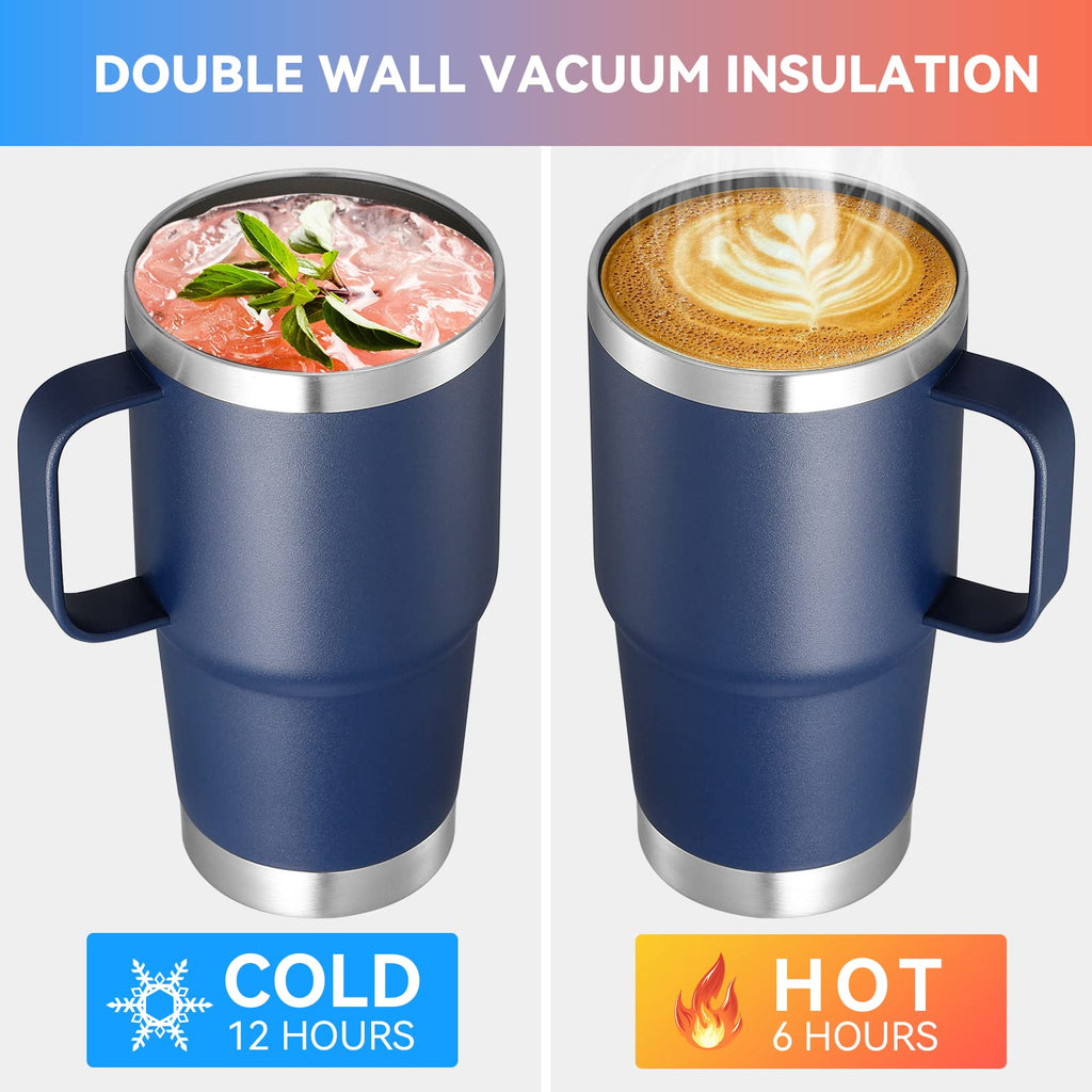 20 oz Stainless Steel Insulated Tumbler with Handle Lid and Straw X648