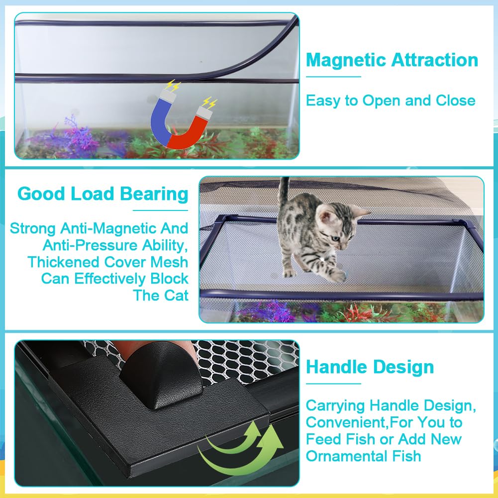 Magnetic Aquarium Cover Lid Anti-Jumping Net Adjustable Max 35''X19'' X119779