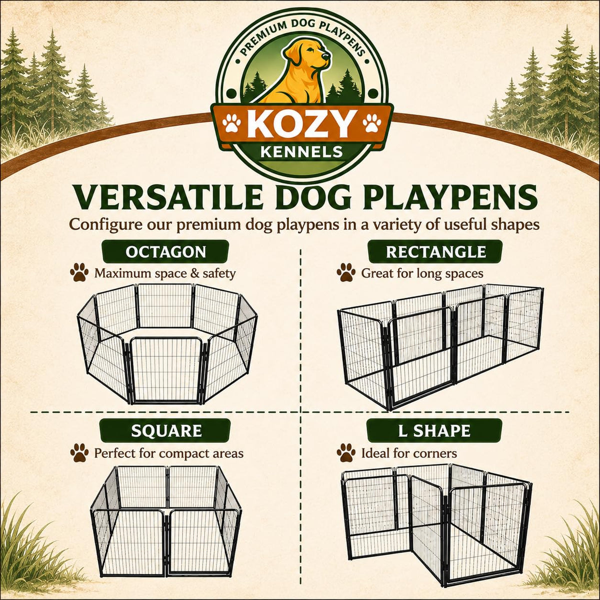 32 Inch 16 Panel Black Metal Dog Playpen K24317