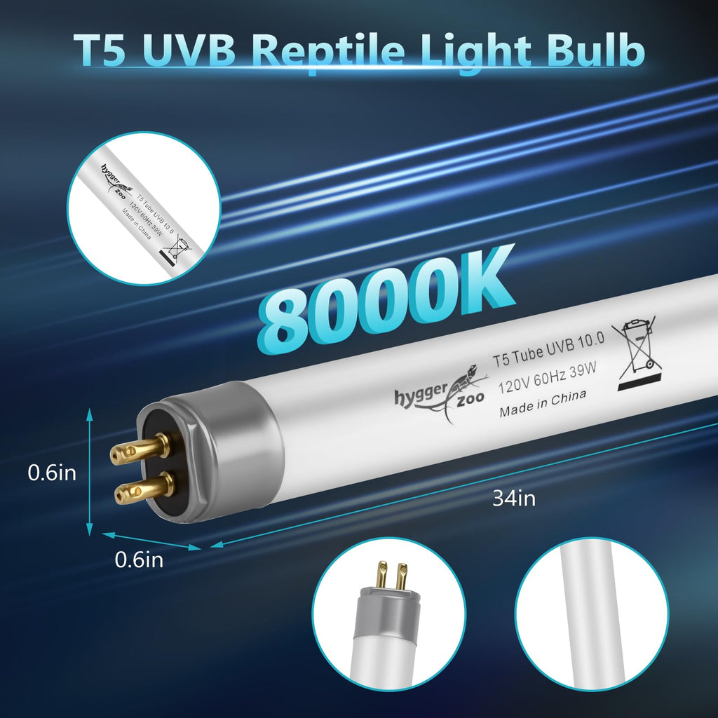 3-Pack UVB Reptile Light 10.0 Bulb 39W T5 Fluorescent V3873