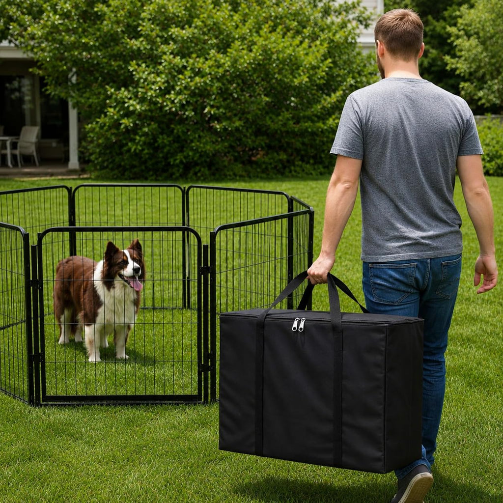 32 Inch 16 Panel Black Metal Dog Playpen K24317