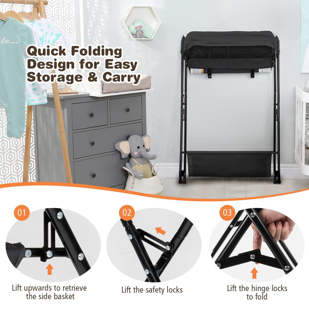 Portable Baby Changing Table with Safety Belt Black D37629