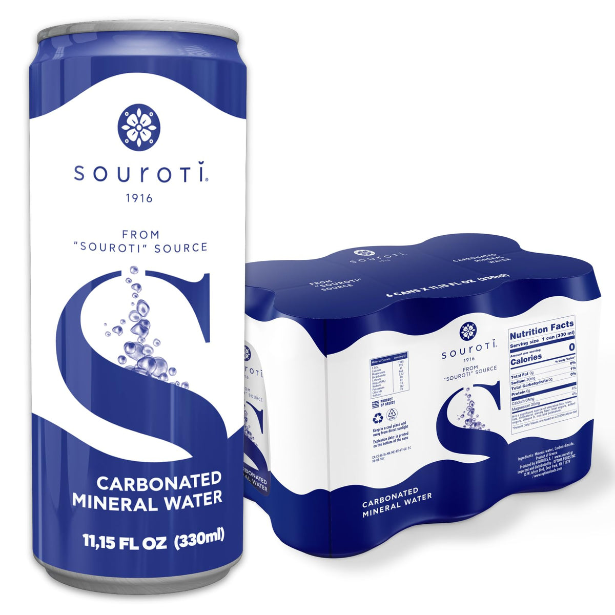 Unflavored Carbonated Mineral Water 6-Pack 330ml Tins A463