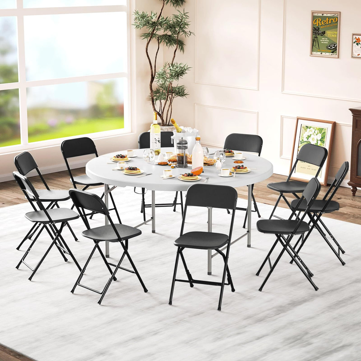 Black Plastic Folding Chairs 10 Pack M266356