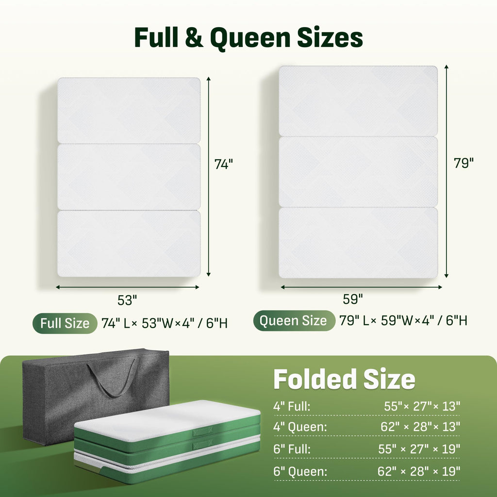 Tri-Fold Mattress Full 6 Inch Memory Foam B80911