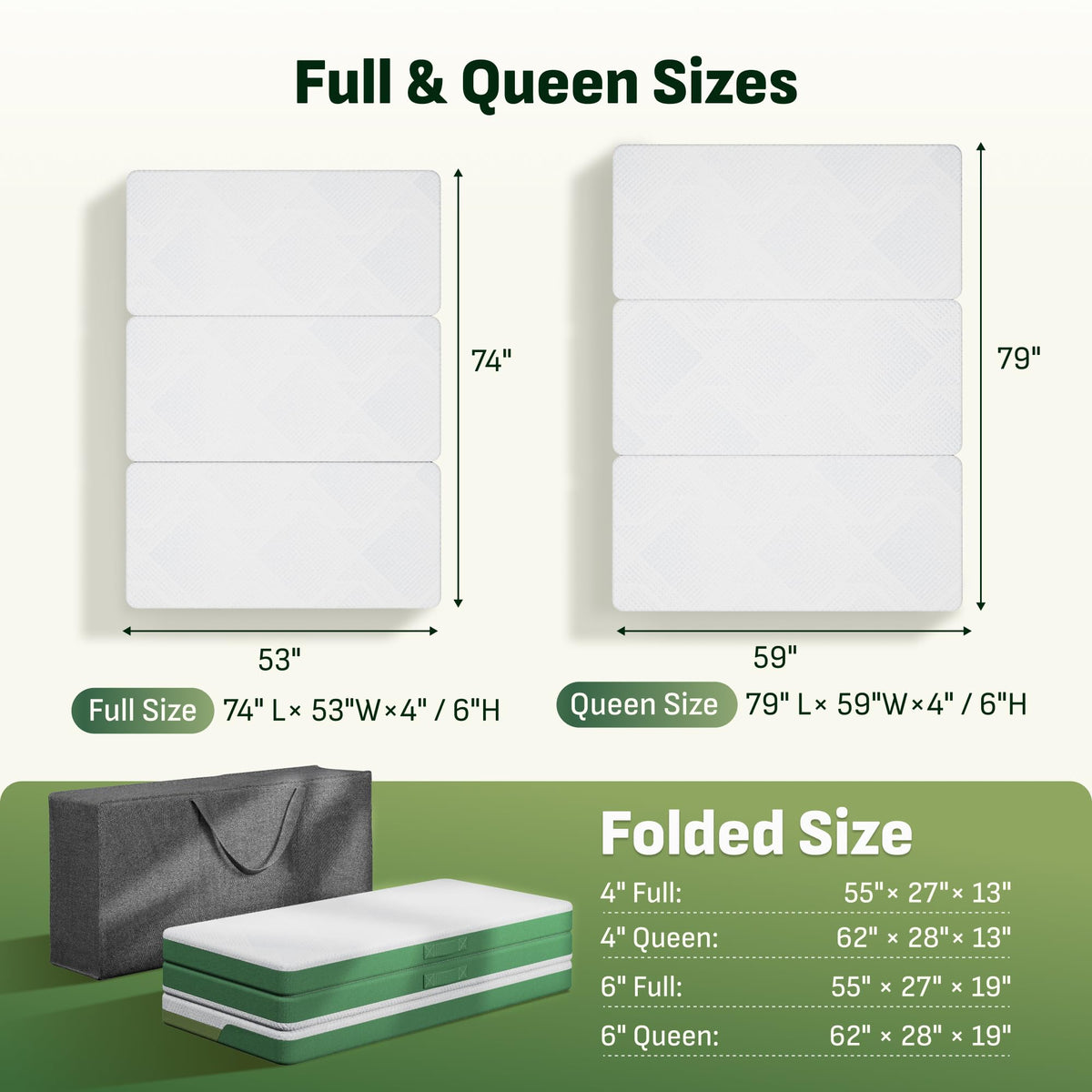 Tri-Fold Mattress Full 6 Inch Memory Foam B80911