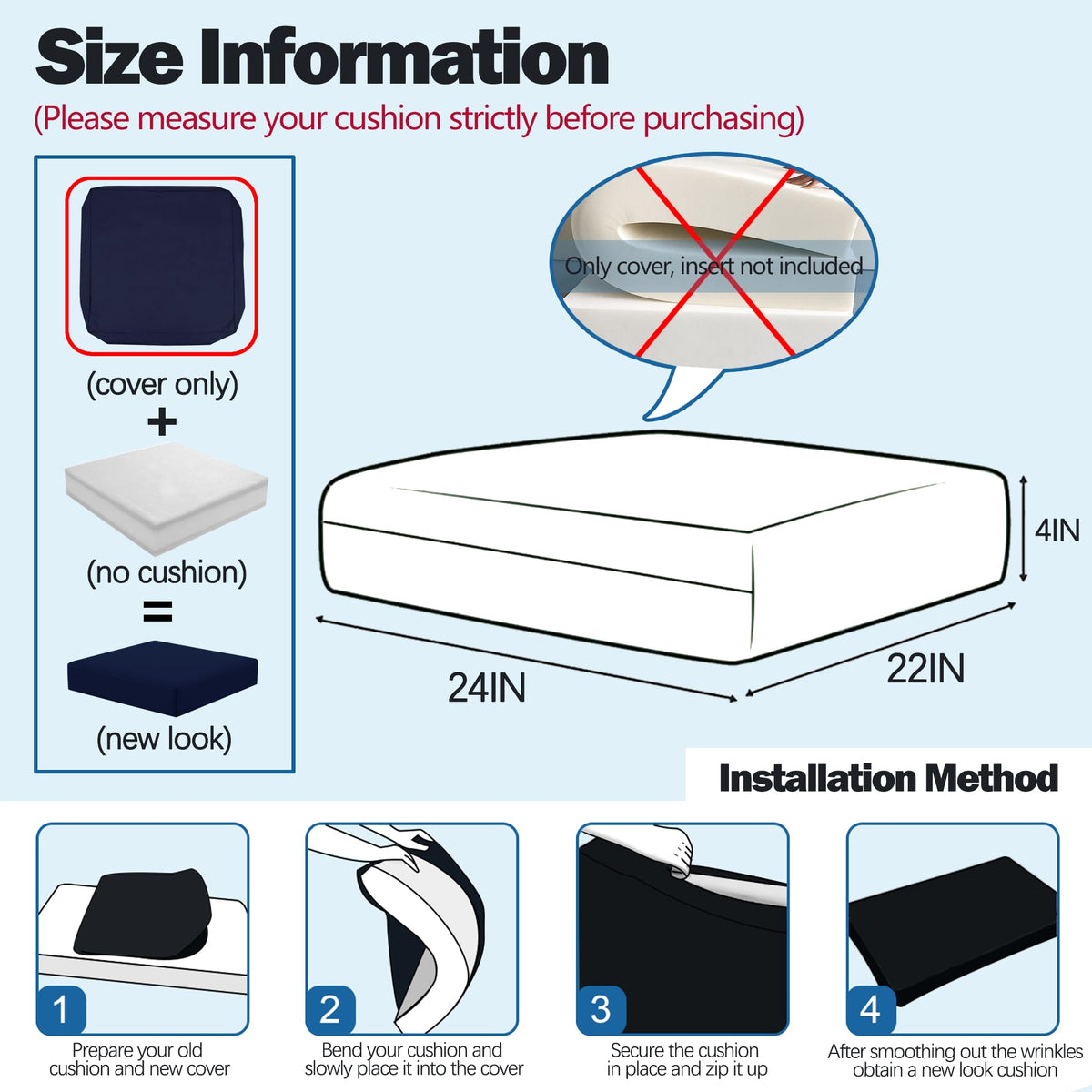 24x22 inch 4 Pack Sofa Cushion Cover Z2295
