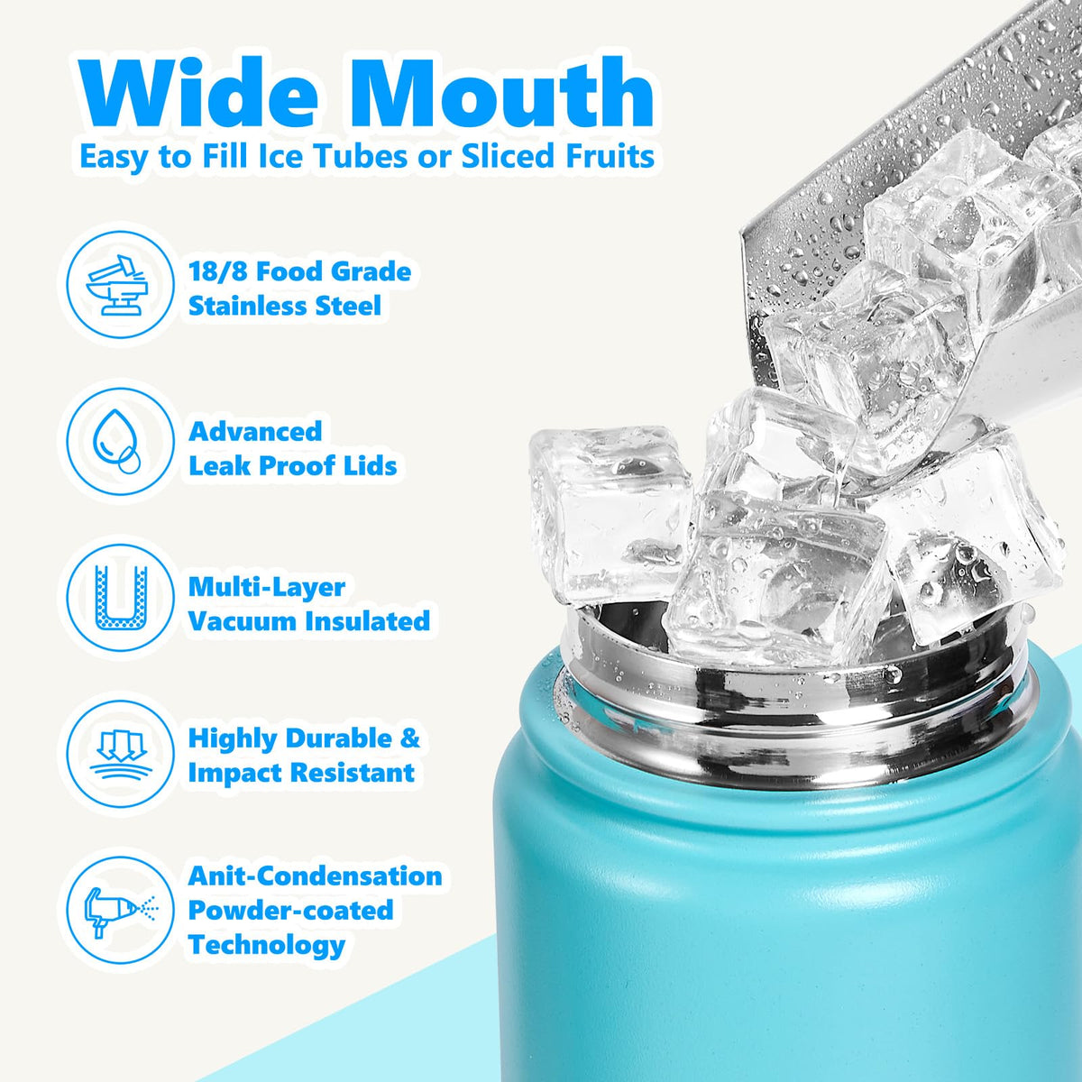 Insulated Water Bottle with Lid & Boot & Stickers, 24 oz H869