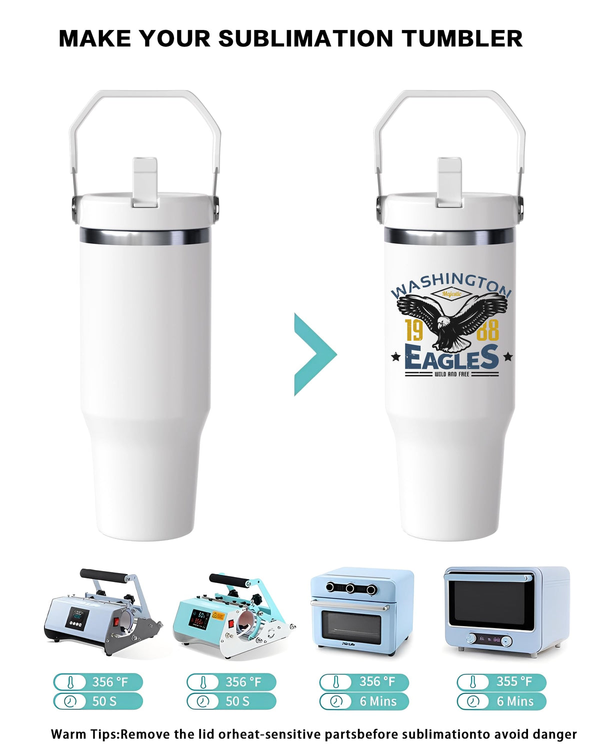 30oz Sublimation Blank Tumbler with Handle and Flip Straw K5403