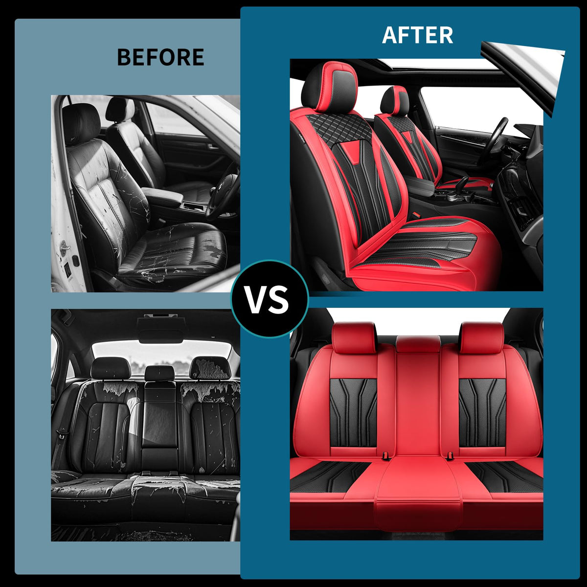 Red & Black Car Seat Covers J885107