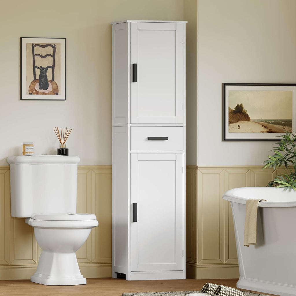 67'' Tall White Storage Cabinet with 4 Shelves & 2 Doors R4208