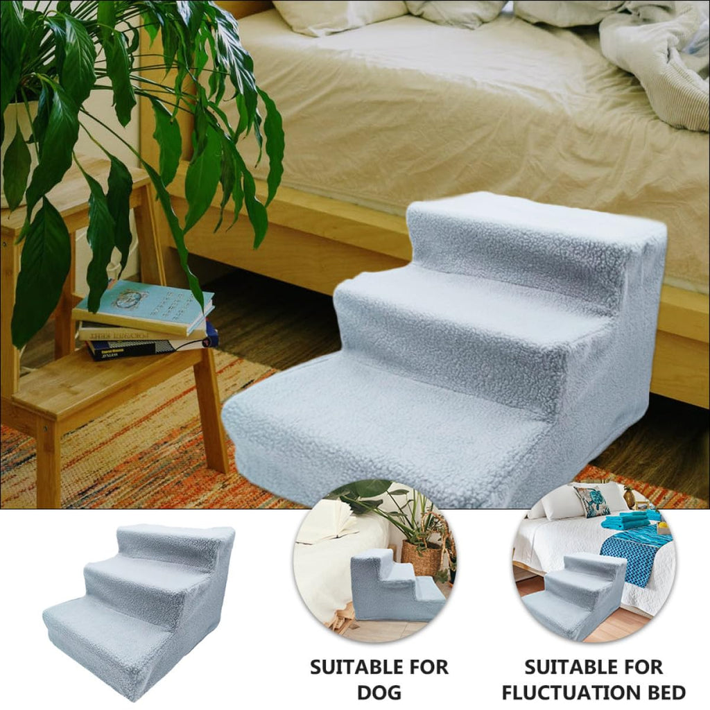 Gray Plush Non-Slip Pet Stairs S900