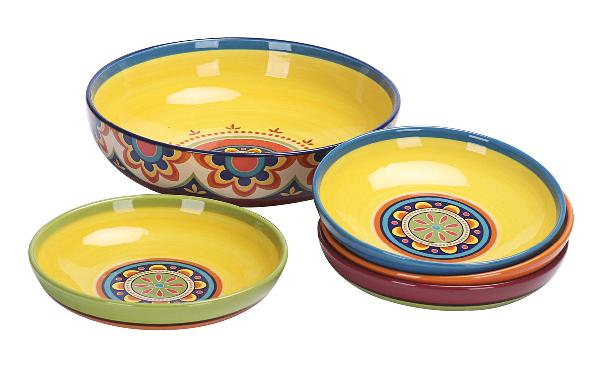 Ceramic Pasta Bowl Set of 5, Microwave & Dishwasher Safe B808