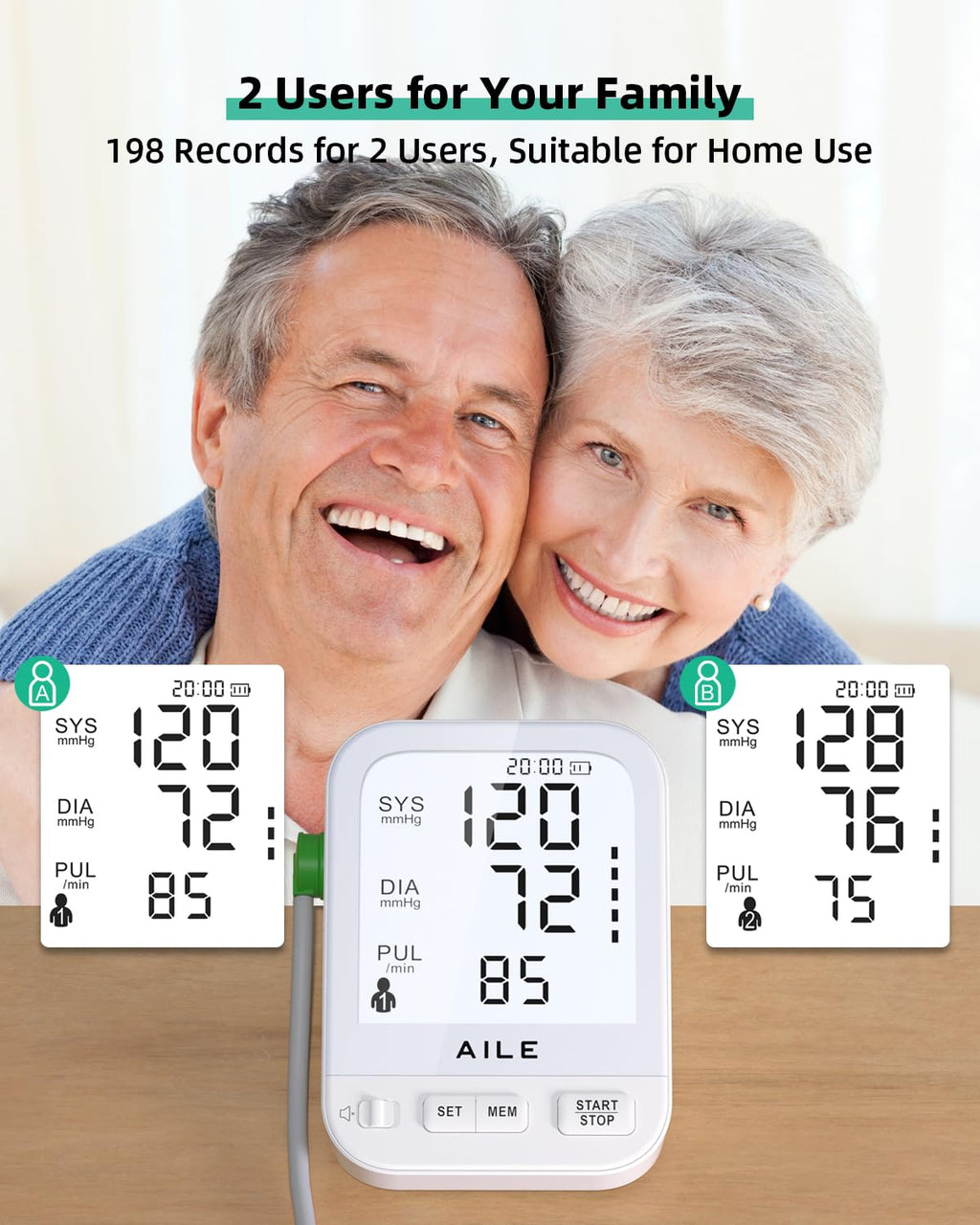 FDA Cleared Blood Pressure Monitor Large LCD Display Q6694