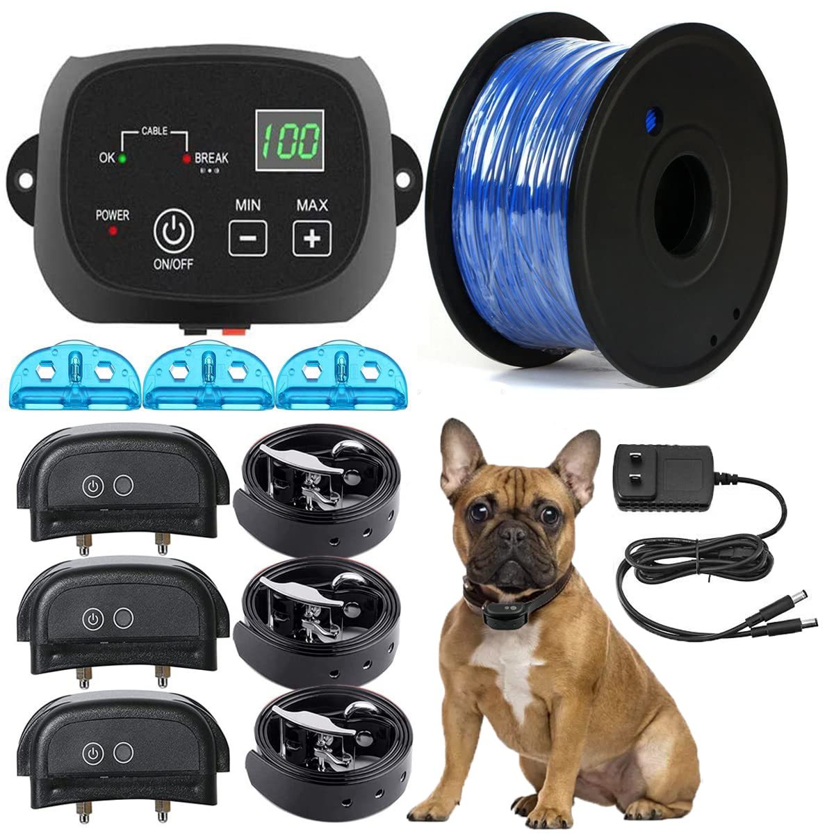 Electric Dog Fence, Aboveground Underground Pet Containment System, Covers up to 3/4 Acre, Waterproof Rechargeable Training Collar, Shock Tone Correction X171932