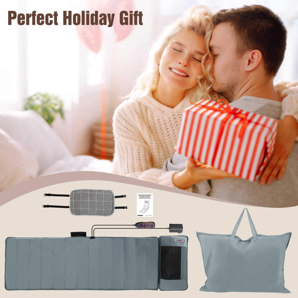 Full Body Massage Mat with Heat, 10 Motors, 9 Modes V32208