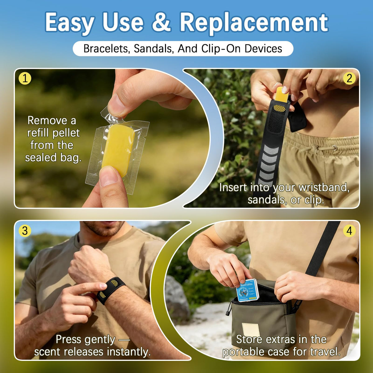 8 Pack DEET Free Mosquito Repellent Refill Pellets with Citronella Peppermint Lemongrass Oils L362
